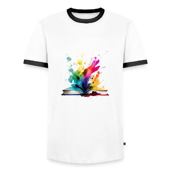 Book Reading Books Gift Reader Book Lover - Men's Ringer Shirt - white/black - Front - AI Model Female 172 light (172cm) & AI Model Male 178 dark (178cm)