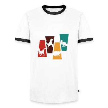 Vintage Retro Dinosaurier - Dinosaurier Geschenkidee - Männer Kontrast-T-Shirt - Weiß/Schwarz - Vorne - AI Model Female 172 light (172cm) & AI Model Male 178 dark (178cm)