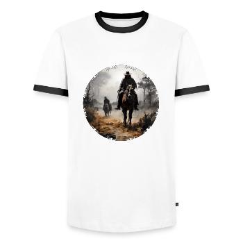 Cowboys sind eigentlich Viehhirten - Männer Kontrast-T-Shirt - Weiß/Schwarz - Vorne - AI Model Female 172 light (172cm) & AI Model Male 178 dark (178cm)