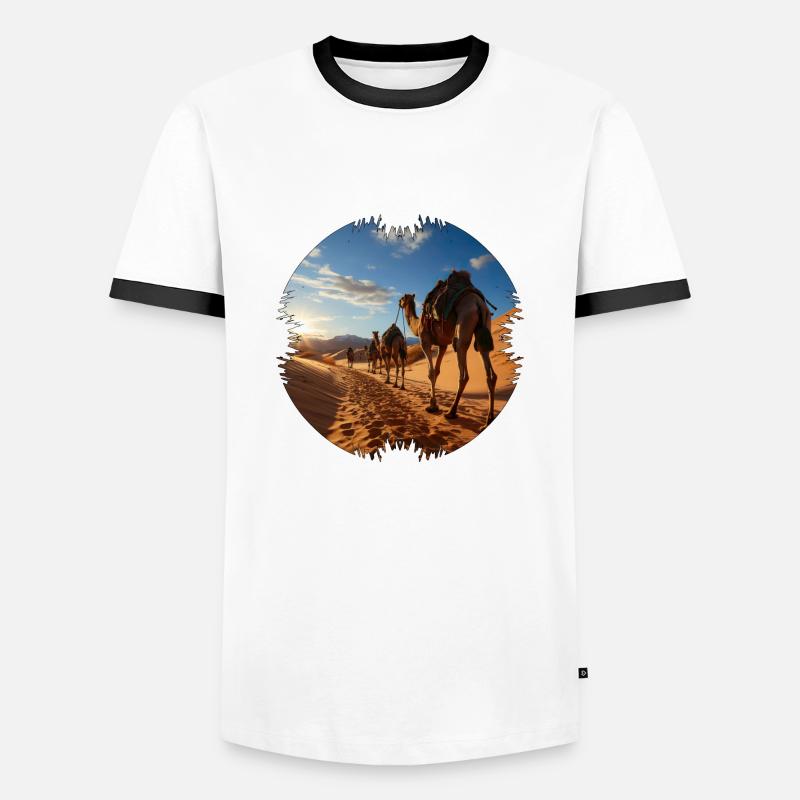 Reise mit einer Kamelkarawane - Männer Kontrast-T-Shirt - Weiß/Schwarz