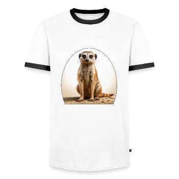 Monkeys are cute and social mammals - Men's Ringer Shirt - white/black - Front - AI Model Female 172 light (172cm) & AI Model Male 178 dark (178cm)