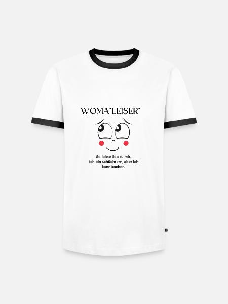 Woma"leiser" - Männer Kontrast-T-Shirt - Weiß/Schwarz