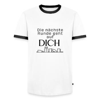 Die nächste Runde geht auf dich - Männer Kontrast-T-Shirt - Weiß/Schwarz - Vorne - AI Model Female 172 light (172cm) & AI Model Male 178 dark (178cm)
