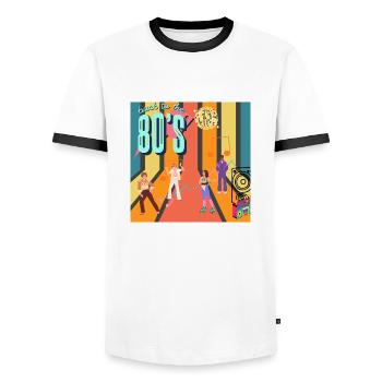 Retro Roller Groove - Men's Ringer Shirt - white/black - Front - AI Model Female 172 light (172cm) & AI Model Male 178 dark (178cm)