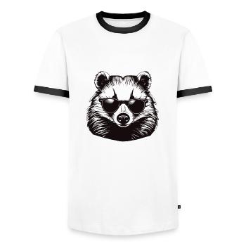 Badger / Rodent / Animal / Stripe / Wild - Men's Ringer Shirt - white/black - Front - AI Model Female 172 light (172cm) & AI Model Male 178 dark (178cm)