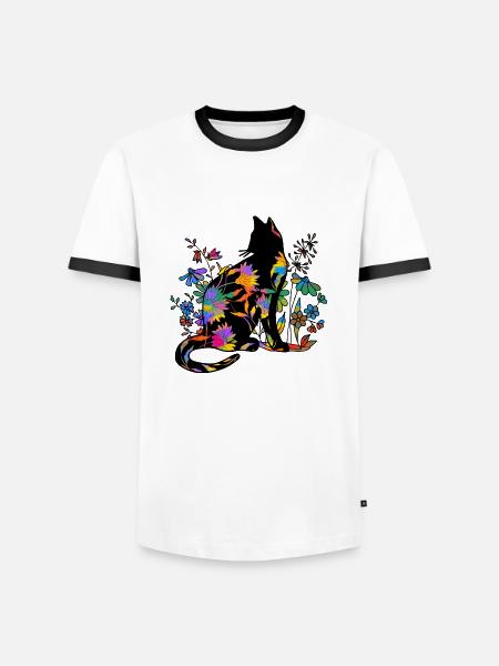 Cat - Men's Ringer Shirt - white/black