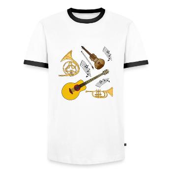 Musical Instruments - Men's Ringer Shirt - white/black - Front - AI Model Female 172 light (172cm) & AI Model Male 178 dark (178cm)