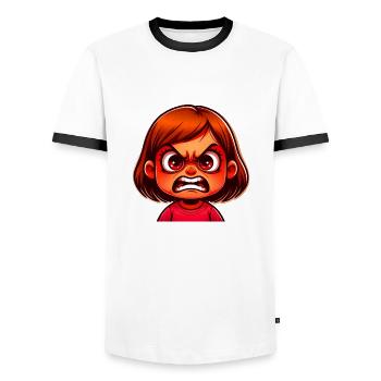 Angry Girl - Men's Ringer Shirt - white/black - Front - AI Model Female 172 light (172cm) & AI Model Male 178 dark (178cm)