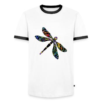 Dragonfly - Men's Ringer Shirt - white/black - Front - AI Model Female 172 light (172cm) & AI Model Male 178 dark (178cm)