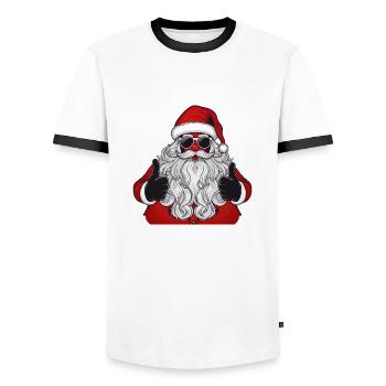 Cool Santa - Men's Ringer Shirt - white/black - Front - AI Model Female 172 light (172cm) & AI Model Male 178 dark (178cm)