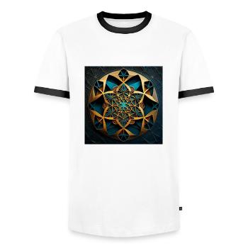 Sacred Geometry - Men's Ringer Shirt - white/black - Front - AI Model Female 172 light (172cm) & AI Model Male 178 dark (178cm)