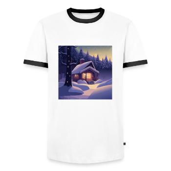 Cabane dans les bois - T-shirt contrasté Homme - blanc/noir - Devant - AI Model Female 172 light (172cm) & AI Model Male 178 dark (178cm)