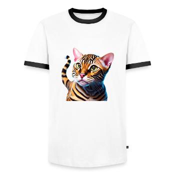 Bengal Cat Kitten Propriétaire de chat Bengal Kitten - T-shirt contrasté Homme - blanc/noir - Devant - AI Model Female 172 light (172cm) & AI Model Male 178 dark (178cm)