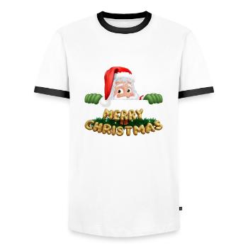 Merry Christmass - T-shirt contrasté Homme - blanc/noir - Devant - AI Model Female 172 light (172cm) & AI Model Male 178 dark (178cm)