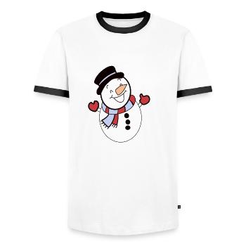 Bonhomme De Neige Hiver Neige Froid - T-shirt contrasté Homme - blanc/noir - Devant - AI Model Female 172 light (172cm) & AI Model Male 178 dark (178cm)