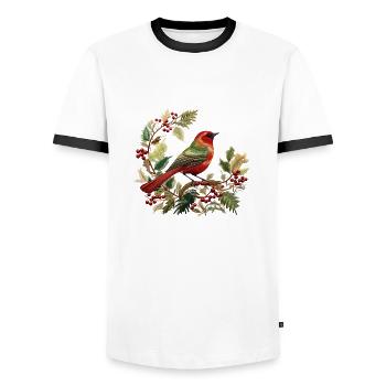 Omas gestickte Weihnachtsstimmung - Männer Kontrast-T-Shirt - Weiß/Schwarz - Vorne - AI Model Female 172 light (172cm) & AI Model Male 178 dark (178cm)
