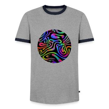 Acid Wave Ästhetische Farben - Männer Kontrast-T-Shirt - Grau/Navy  - Vorne - AI Model Female 172 light (172cm) & AI Model Male 178 light (178cm)
