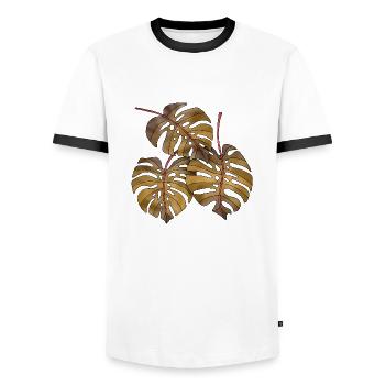 leaves - Men's Ringer Shirt - white/black - Front - AI Model Female 172 light (172cm) & AI Model Male 178 dark (178cm)