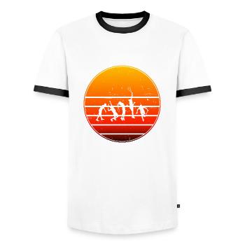 Tennis Femme Tennis Hommes Jouer au Tennissp - T-shirt contrasté Homme - blanc/noir - Devant - AI Model Female 172 light (172cm) & AI Model Male 178 dark (178cm)