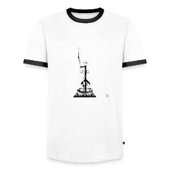 Hermannsdenkmal peace dunkel - Männer Kontrast-T-Shirt - Weiß/Schwarz - Vorne - AI Model Female 172 light (172cm) & AI Model Male 178 dark (178cm)