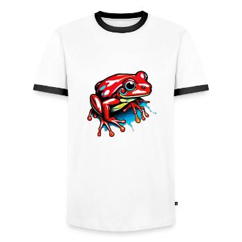Frog / Animal / Quack / Toad / Pond / Hop - Men's Ringer Shirt - white/black - Front - AI Model Female 172 light (172cm) & AI Model Male 178 dark (178cm)