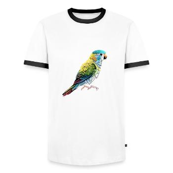 Perruche Bird Propriétaire d’oiseau Calopsitte - T-shirt contrasté Homme - blanc/noir - Devant - AI Model Female 172 light (172cm) & AI Model Male 178 dark (178cm)