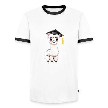 Baccalauréat en études d’alpaga Certificat de fin d’études supérieures - T-shirt contrasté Homme - blanc/noir - Devant - AI Model Female 172 light (172cm) & AI Model Male 178 dark (178cm)
