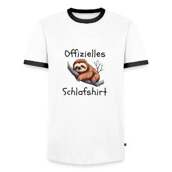 Offizielles Schlafshirt mit süßem Faultier - Männer Kontrast-T-Shirt - Weiß/Schwarz - Vorne - AI Model Female 172 light (172cm) & AI Model Male 178 dark (178cm)