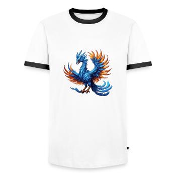 Phoenix / Bird / Animal / Mythical Creature / Fire - Men's Ringer Shirt - white/black - Front - AI Model Female 172 light (172cm) & AI Model Male 178 dark (178cm)