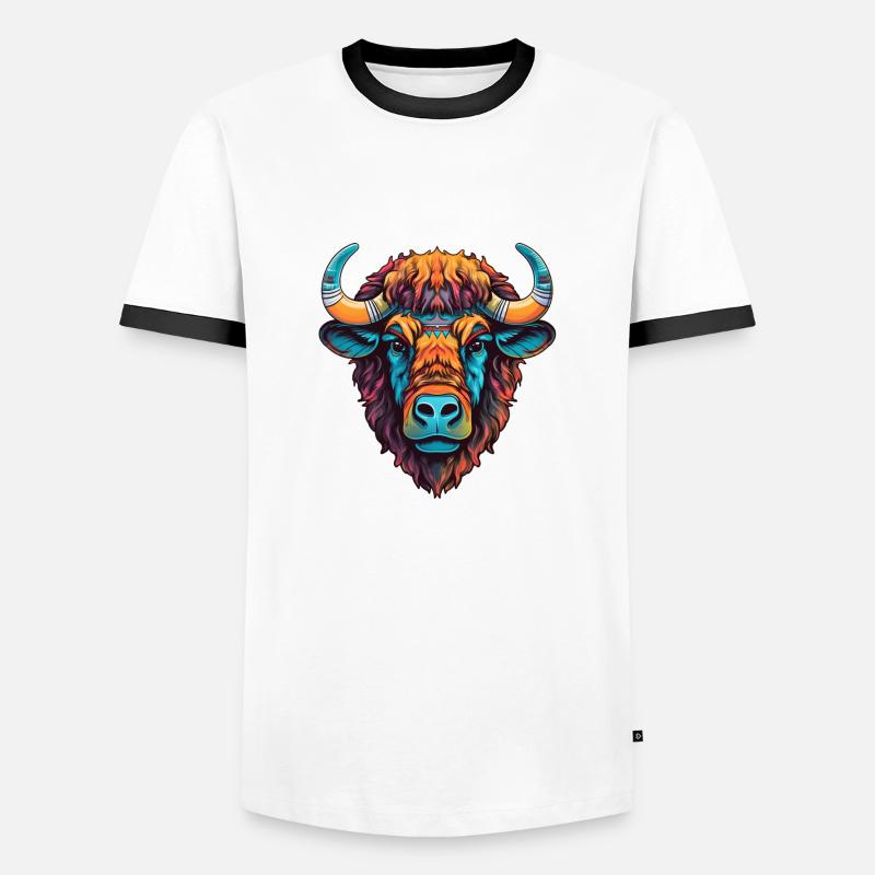 bison 1 - Männer Kontrast-T-Shirt - Weiß/Schwarz