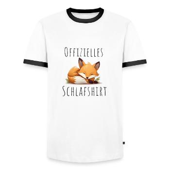 Offizielles Schlafshirt mit süßem Fuchs - Männer Kontrast-T-Shirt - Weiß/Schwarz - Vorne - AI Model Female 172 light (172cm) & AI Model Male 178 dark (178cm)