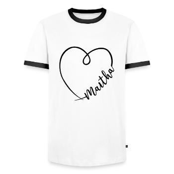 Martha Name Kalligrafie Herz - Männer Kontrast-T-Shirt - Weiß/Schwarz - Vorne - AI Model Female 172 light (172cm) & AI Model Male 178 dark (178cm)
