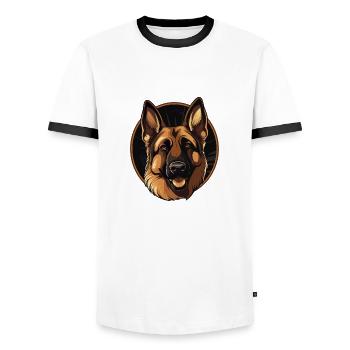 Schäferhund - Männer Kontrast-T-Shirt - Weiß/Schwarz - Vorne - AI Model Female 172 light (172cm) & AI Model Male 178 dark (178cm)