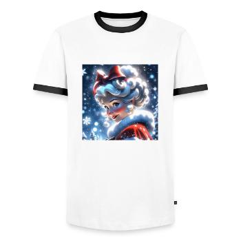 Merry Christmas #4 - Men's Ringer Shirt - white/black - Front - AI Model Female 172 light (172cm) & AI Model Male 178 dark (178cm)