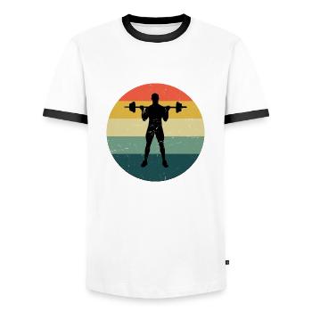 Fitness Musculation Hommes Haltérophilie - T-shirt contrasté Homme - blanc/noir - Devant - AI Model Female 172 light (172cm) & AI Model Male 178 dark (178cm)