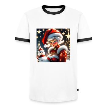 Joyeux Noel #11 - T-shirt contrasté Homme - blanc/noir - Devant - AI Model Female 172 light (172cm) & AI Model Male 178 dark (178cm)