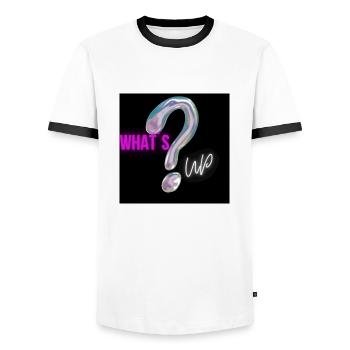 What´s up? - Männer Kontrast-T-Shirt - Weiß/Schwarz - Vorne - AI Model Female 172 light (172cm) & AI Model Male 178 dark (178cm)