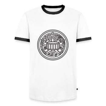 Drum Drummer Schlagzeug - Männer Kontrast-T-Shirt - Weiß/Schwarz - Vorne - AI Model Female 172 light (172cm) & AI Model Male 178 dark (178cm)