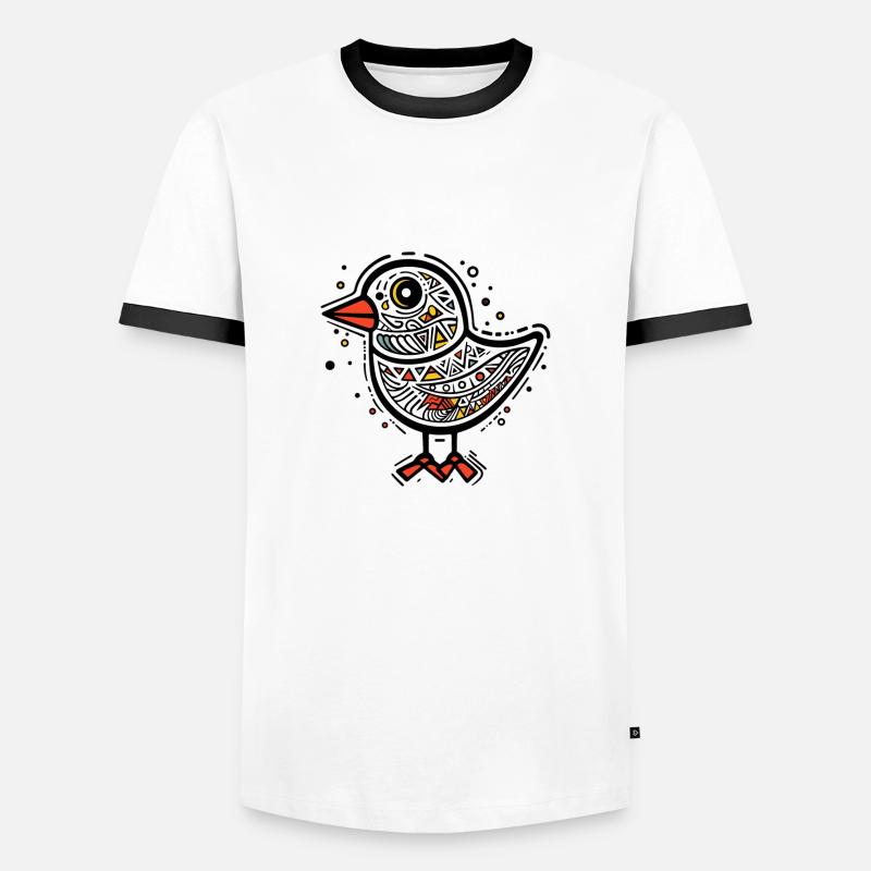 Vogel - Männer Kontrast-T-Shirt - Weiß/Schwarz
