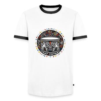 Drum Schlagzeug - Männer Kontrast-T-Shirt - Weiß/Schwarz - Vorne - AI Model Female 172 light (172cm) & AI Model Male 178 dark (178cm)