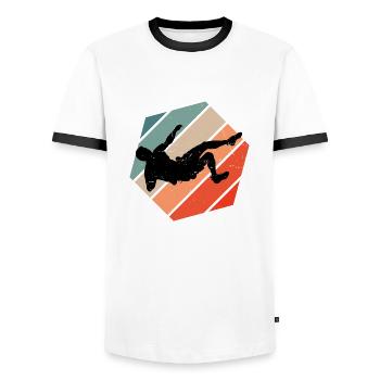 Bouldering Climber Men Bouldering Bouldering - Men's Ringer Shirt - white/black - Front - AI Model Female 172 light (172cm) & AI Model Male 178 dark (178cm)