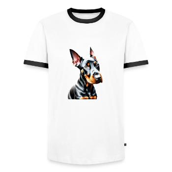 Doberman Doberman Puppy Dog Doberman Trainer - Men's Ringer Shirt - white/black - Front - AI Model Female 172 light (172cm) & AI Model Male 178 dark (178cm)