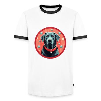 Labrador Retriever Hund Weihnachten, Liebe Hunde - Männer Kontrast-T-Shirt - Weiß/Schwarz - Vorne - AI Model Female 172 light (172cm) & AI Model Male 178 dark (178cm)