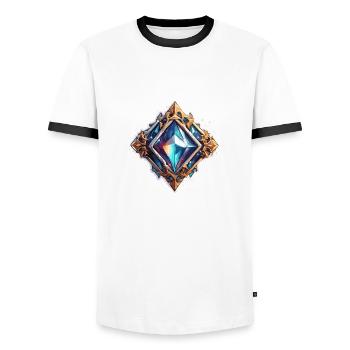 Diamond / Crystal / Brilliance / Stone / Precious - Men's Ringer Shirt - white/black - Front - AI Model Female 172 light (172cm) & AI Model Male 178 dark (178cm)