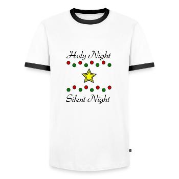 Holy night - Men's Ringer Shirt - white/black - Front - AI Model Female 172 light (172cm) & AI Model Male 178 dark (178cm)