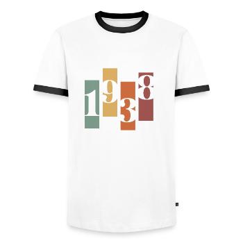 1938 Vintage Retro - Männer Kontrast-T-Shirt - Weiß/Schwarz - Vorne - AI Model Female 172 light (172cm) & AI Model Male 178 dark (178cm)