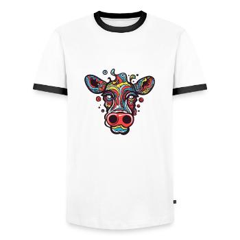 Kuh Bulle - Männer Kontrast-T-Shirt - Weiß/Schwarz - Vorne - AI Model Female 172 light (172cm) & AI Model Male 178 dark (178cm)