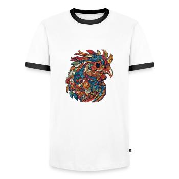 Gockel Hahn - Männer Kontrast-T-Shirt - Weiß/Schwarz - Vorne - AI Model Female 172 light (172cm) & AI Model Male 178 dark (178cm)