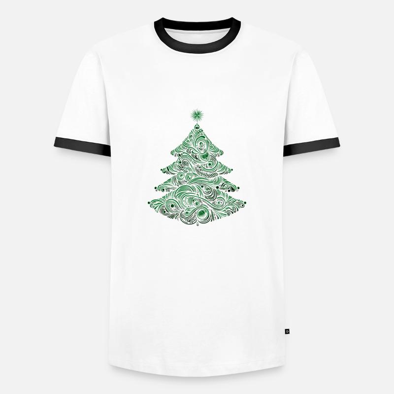Stilisierter Weihnachtsbaum - Männer Kontrast-T-Shirt - Weiß/Schwarz
