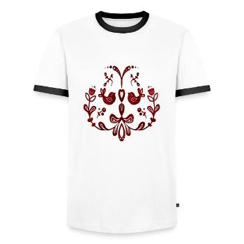 Suède Suède dalarna dala cheval cheval Joyeux Noël orignal - T-shirt contrasté Homme - blanc/noir - Devant - AI Model Female 172 light (172cm) & AI Model Male 178 dark (178cm)